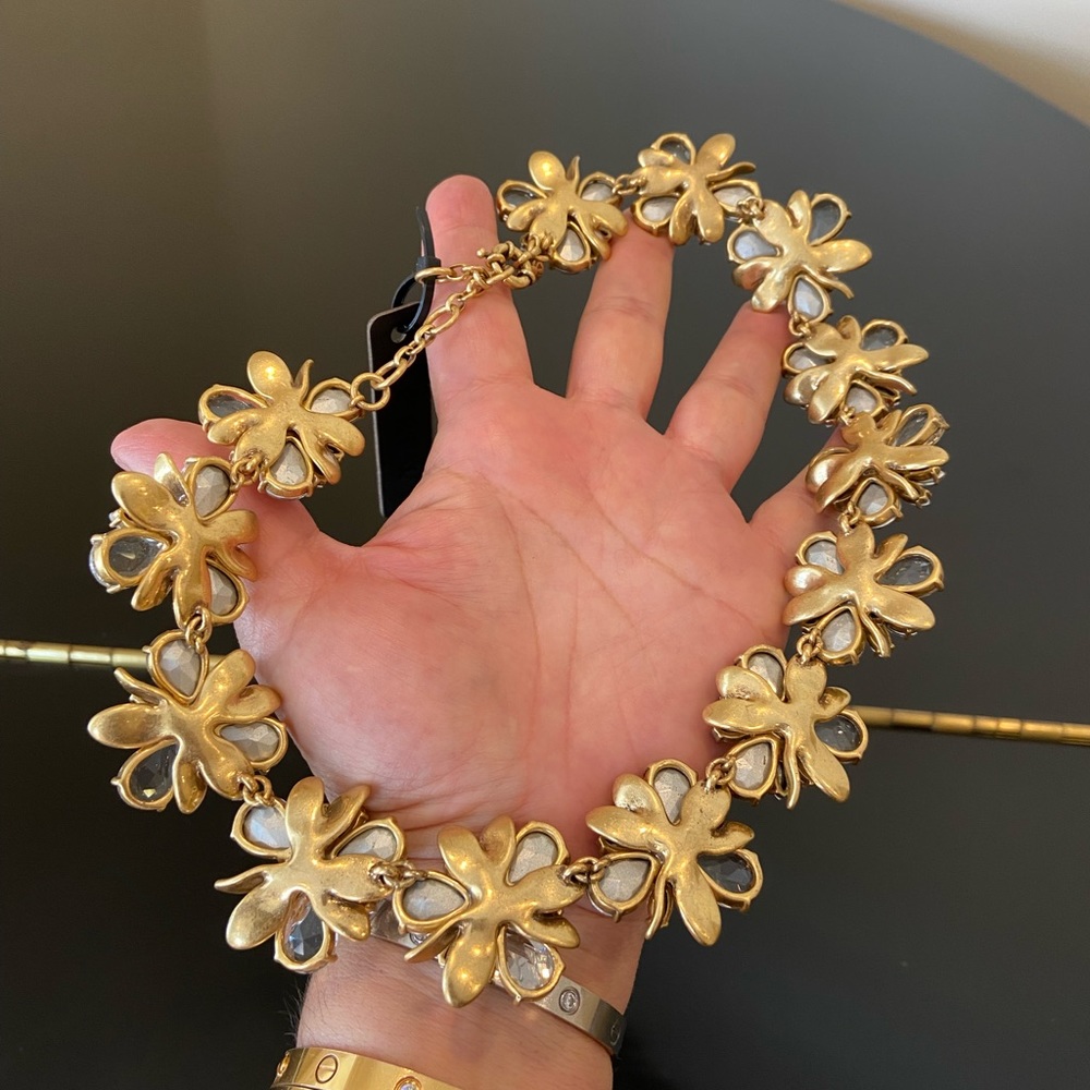 NWT luxe party authentic classic J. Crew flower bomb crystal statement necklace - Picture 17 of 17